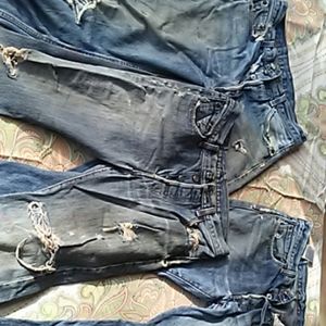 Distressed Levis button fly